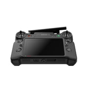 A black Wavoo FPV drone controller with dual joysticks, a central screen, and an attached antenna, shown from a front-facing perspective on a solid white background.